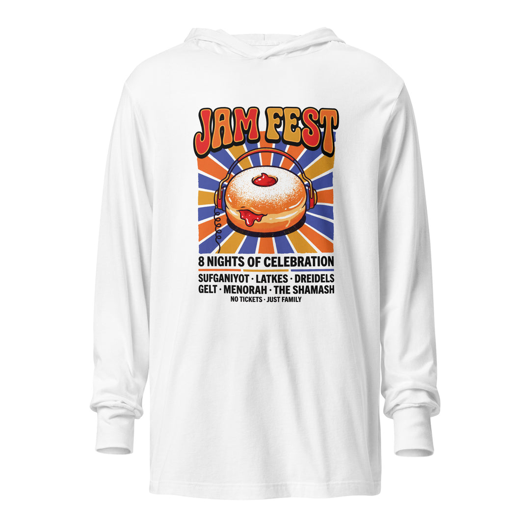 Jam Fest 8 Nights Jewish pride long sleeve shirt in White - front view