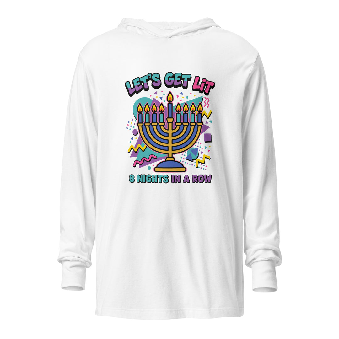 Lets Get Lit 90s Jewish pride long sleeve shirt in White - close-up