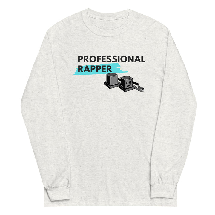 Professional Rapper Jewish pride men’s long sleeve shirt in Ash - front view