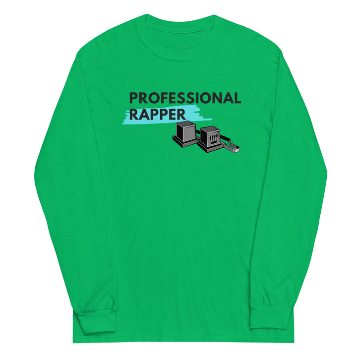 Professional Rapper Jewish pride men’s long sleeve shirt in Irish Green - flat lay