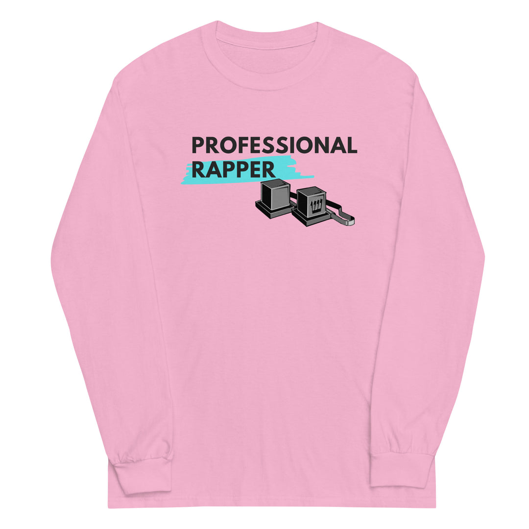 Professional Rapper Jewish pride men’s long sleeve shirt in Light Pink - front view