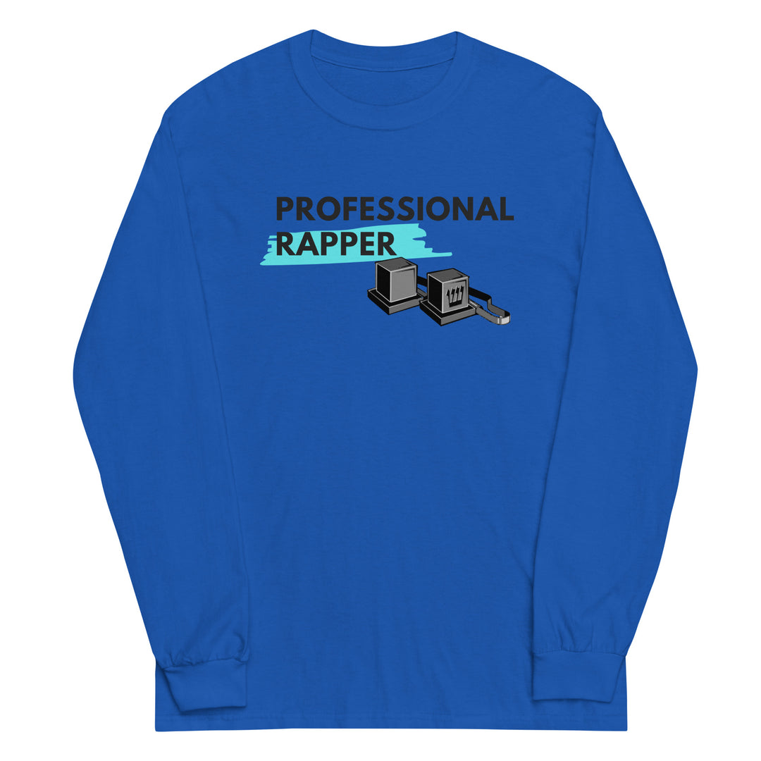 Professional Rapper Jewish pride men’s long sleeve shirt in Royal - detail view