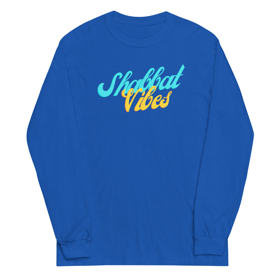 Shabbat Vibes Jewish pride men’s long sleeve shirt in Royal - lifestyle shot