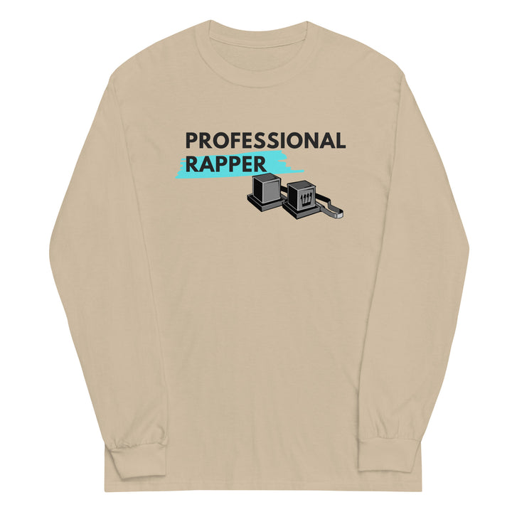 Professional Rapper Jewish pride men’s long sleeve shirt in Sand - folded view