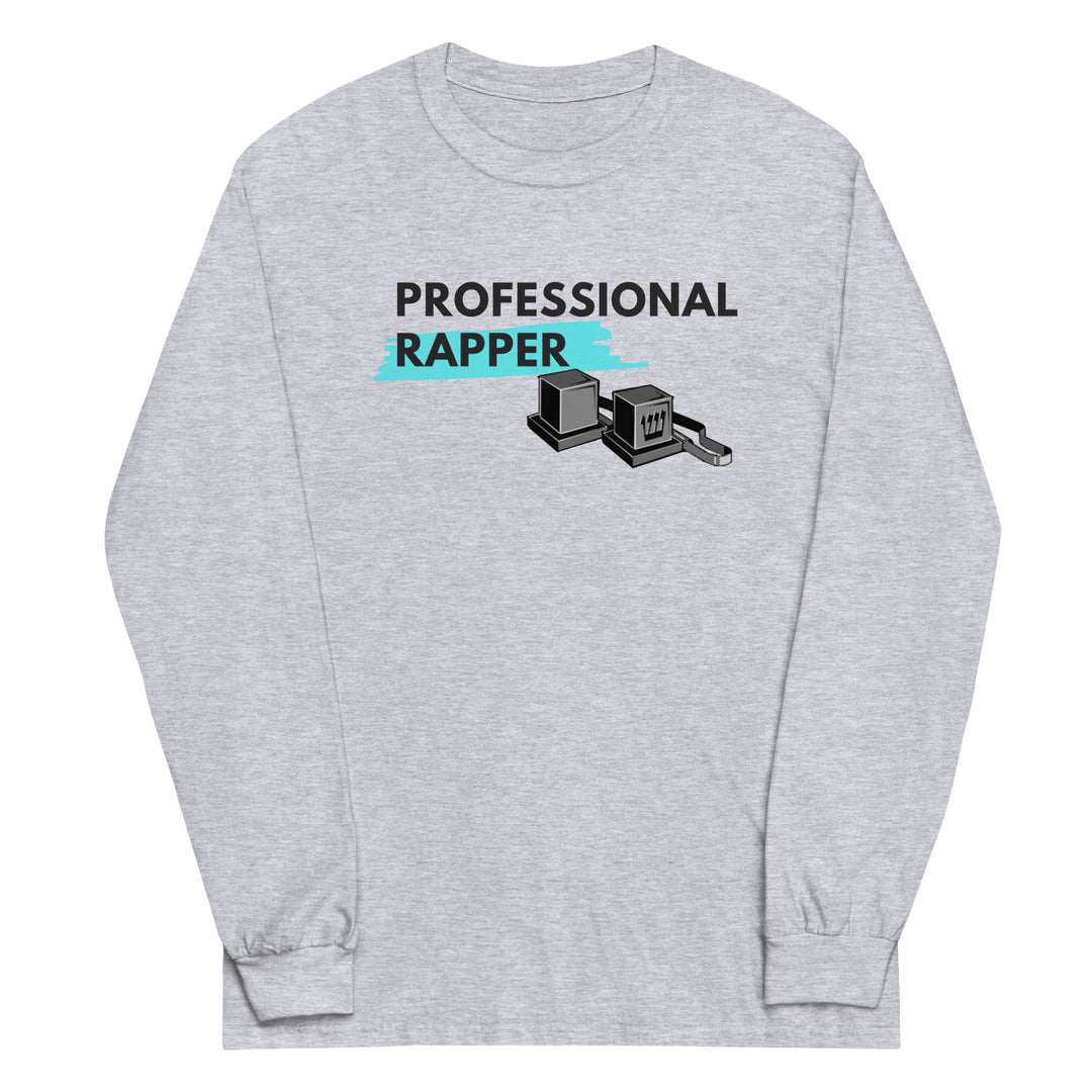 Professional Rapper Jewish pride men’s long sleeve shirt in Sport Grey - lifestyle shot