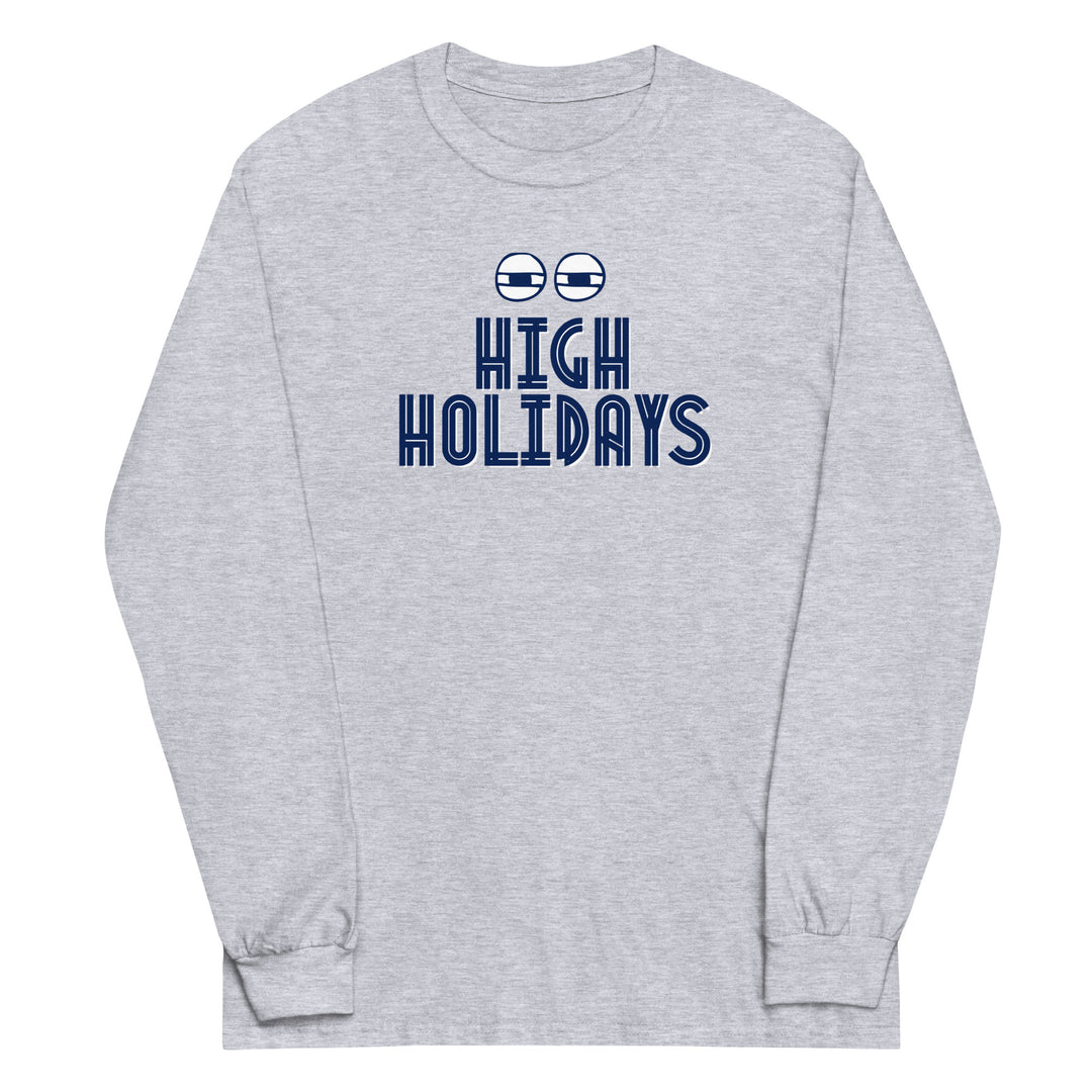 High Holidays Jewish pride men’s long sleeve shirt in Sport Grey - folded view