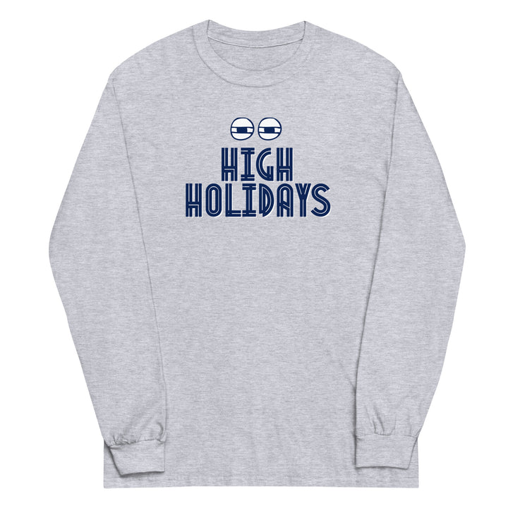 High Holidays Jewish pride men’s long sleeve shirt in Sport Grey - folded view