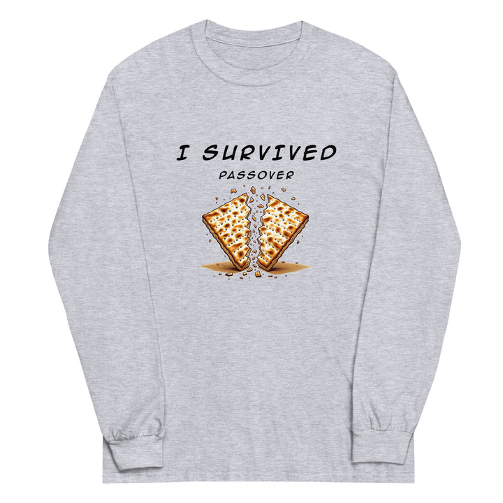 Passover Jewish pride men’s long sleeve shirt in Sport Grey - folded view