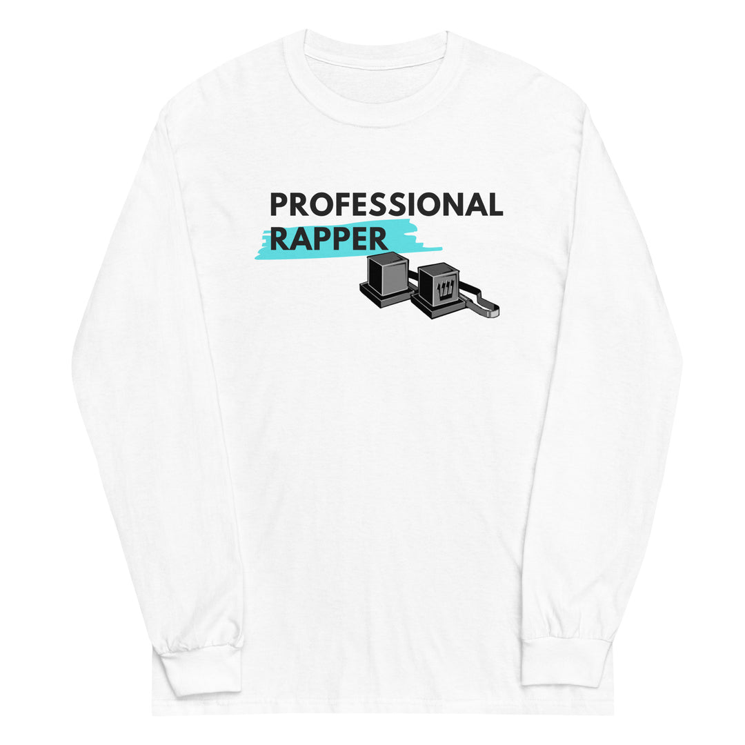 Professional Rapper Jewish pride men’s long sleeve shirt in White - back view