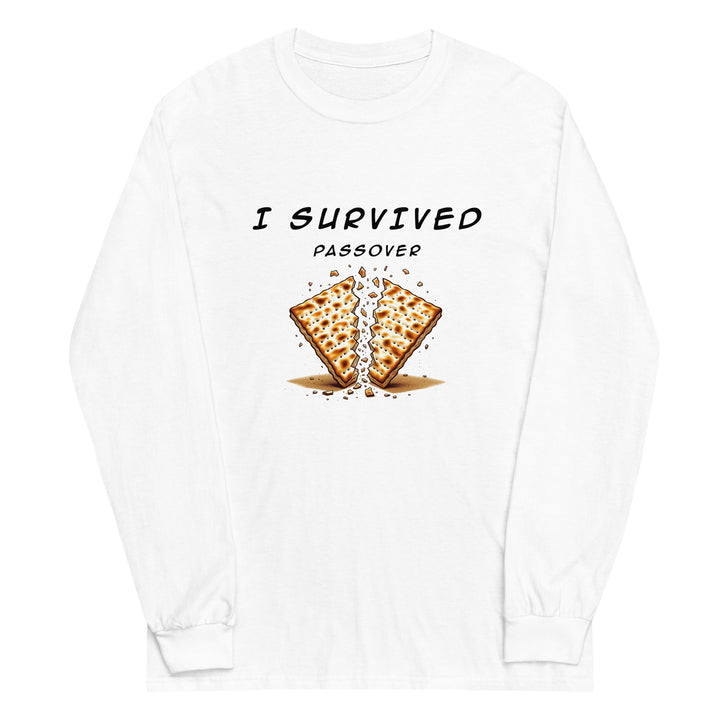 Passover Jewish pride men’s long sleeve shirt in White - front view