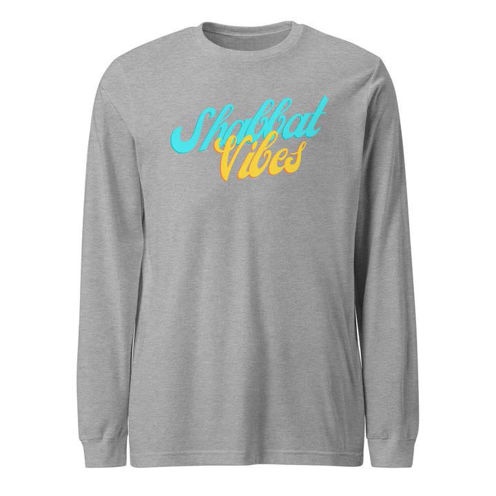 Shabbat Vibes Jewish pride shirt in Athletic Heather - front view