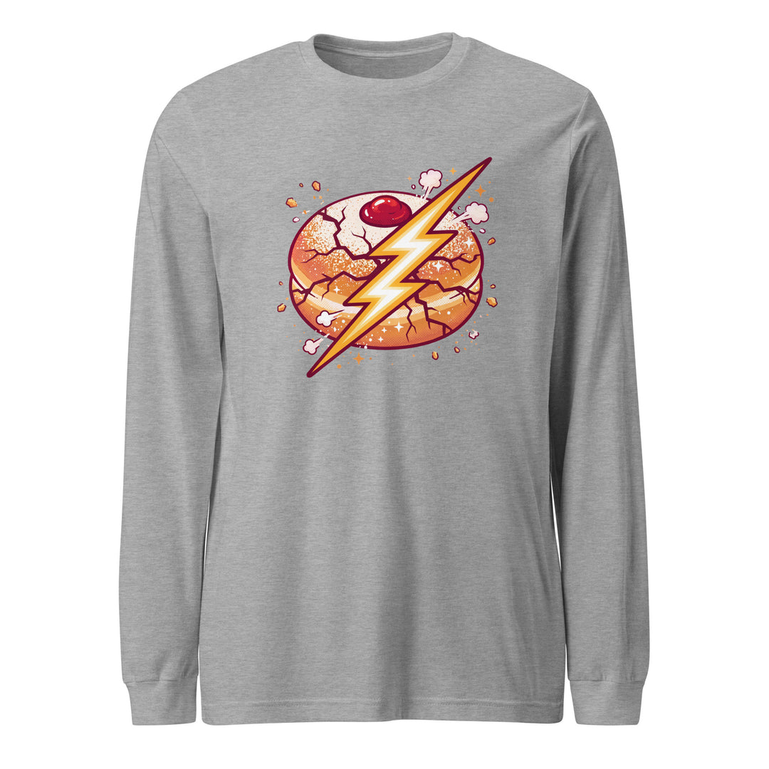 Sufganiyah Lightning Jewish pride shirt in Athletic Heather - detail view
