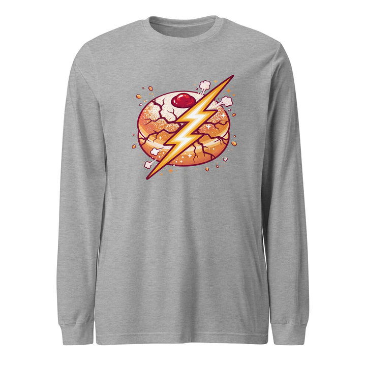 Sufganiyah Lightning Jewish pride shirt in Athletic Heather - detail view