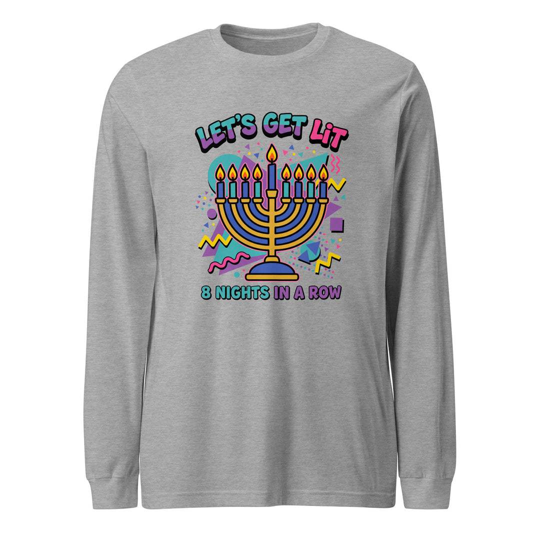 Lets Get Lit 90s Jewish pride shirt in Athletic Heather - back view