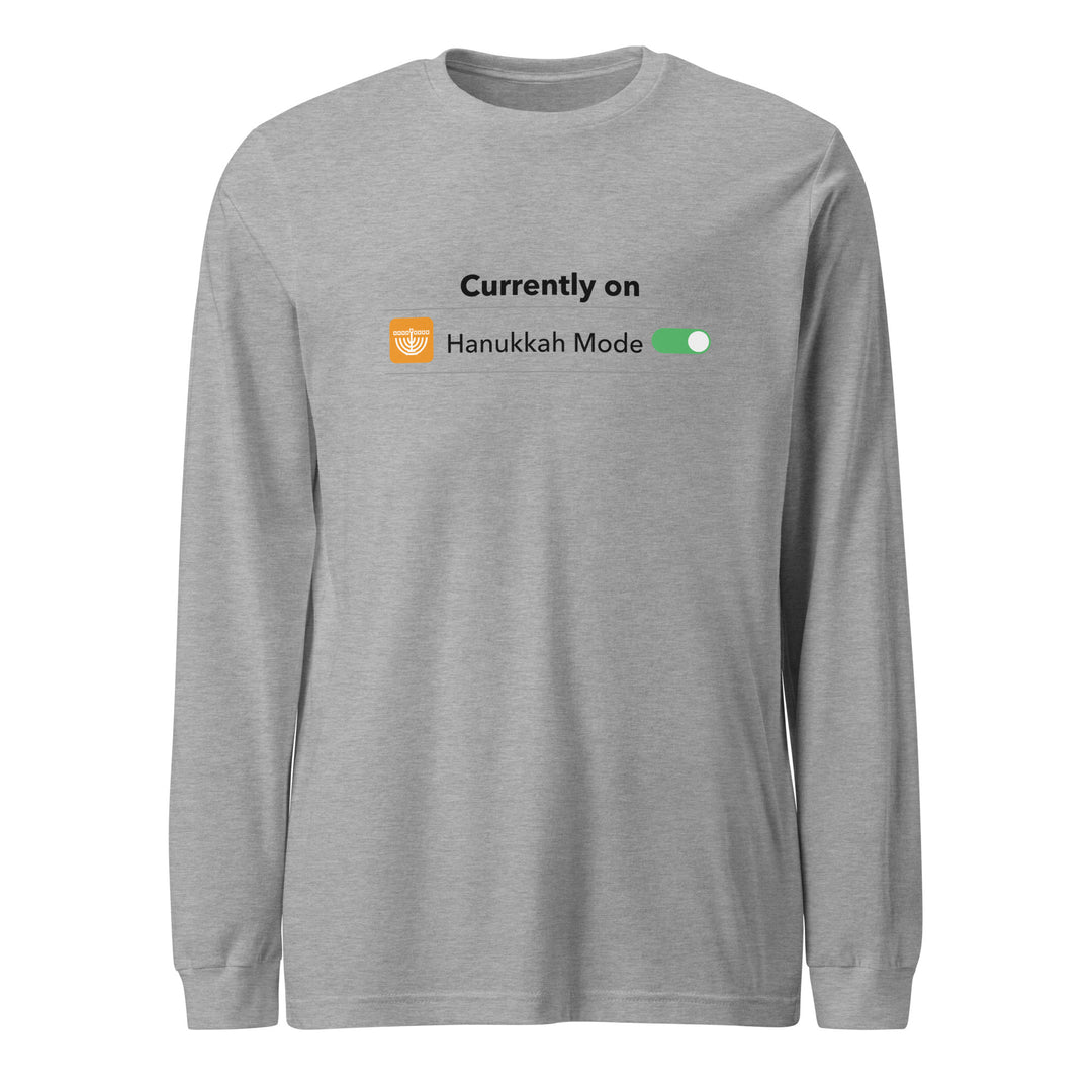 Hanukkah Mode Jewish pride shirt in Athletic Heather - close-up