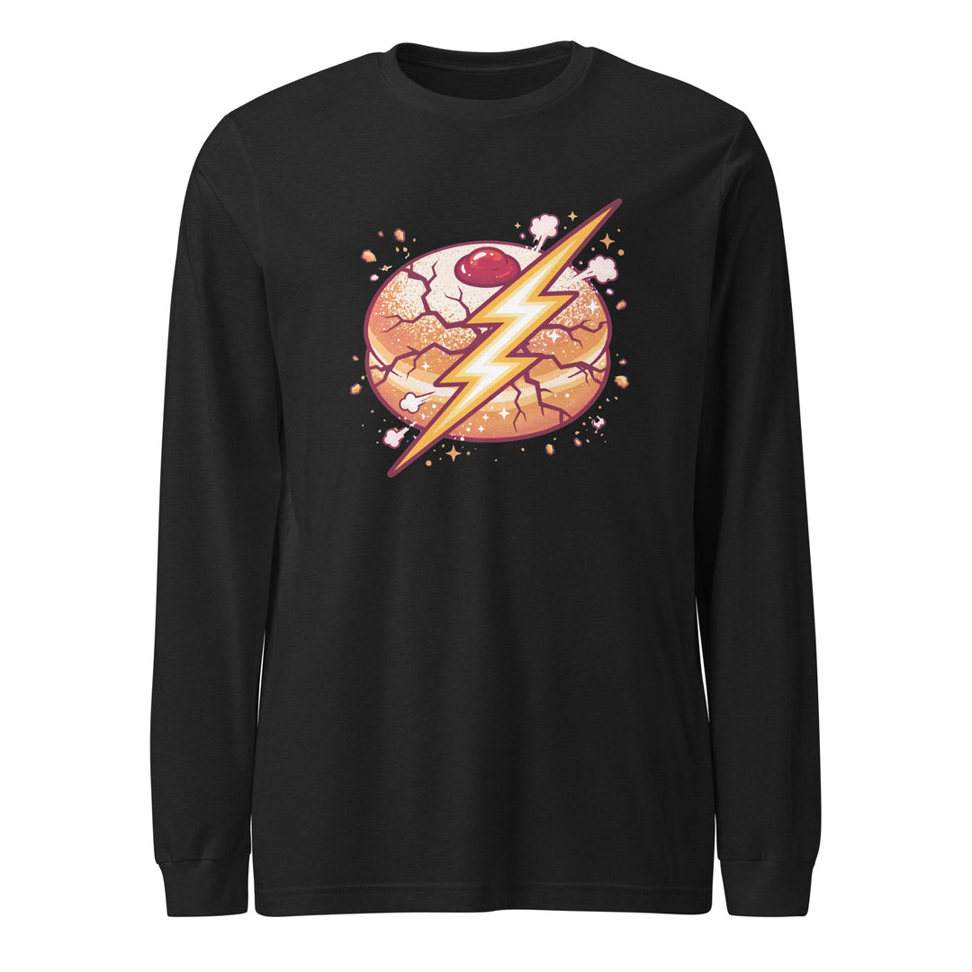 Sufganiyah Lightning Jewish pride shirt in Black Heather - front view