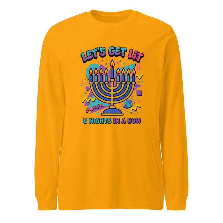 Lets Get Lit 90s Jewish pride shirt in Gold - front view