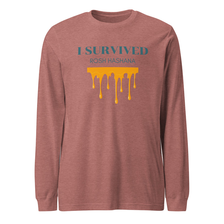 I Survived Rosh HaShana Jewish pride shirt in Heather Mauve - folded view