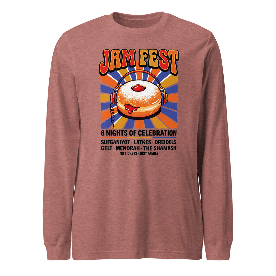 Jam Fest 8 Nights Jewish pride shirt in Heather Mauve - detail view