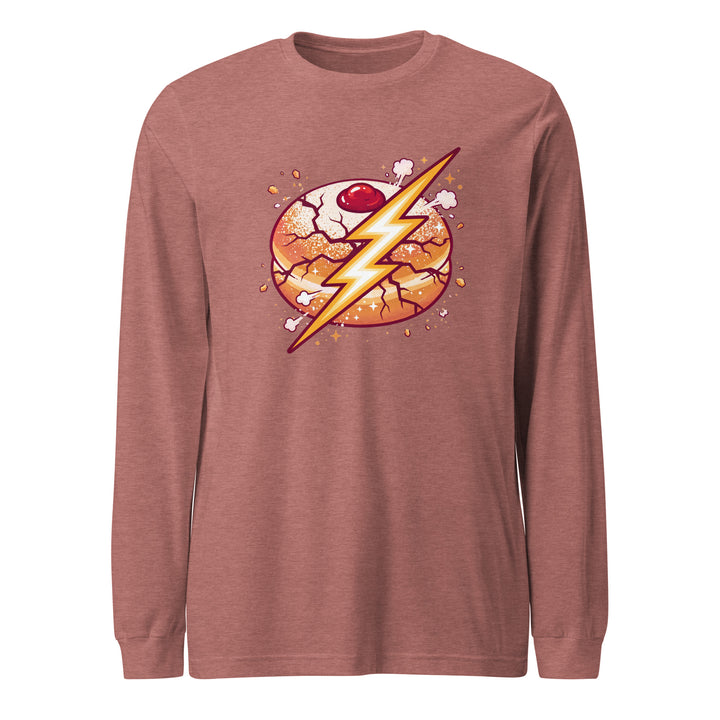 Sufganiyah Lightning Jewish pride shirt in Heather Mauve - folded view