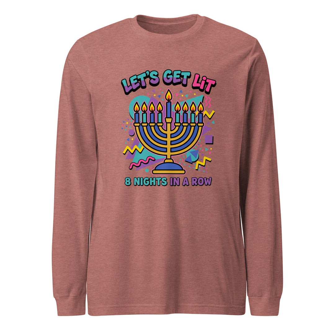 Lets Get Lit 90s Jewish pride shirt in Heather Mauve - side view