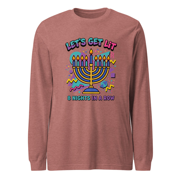 Lets Get Lit 90s Jewish pride shirt in Heather Mauve - side view