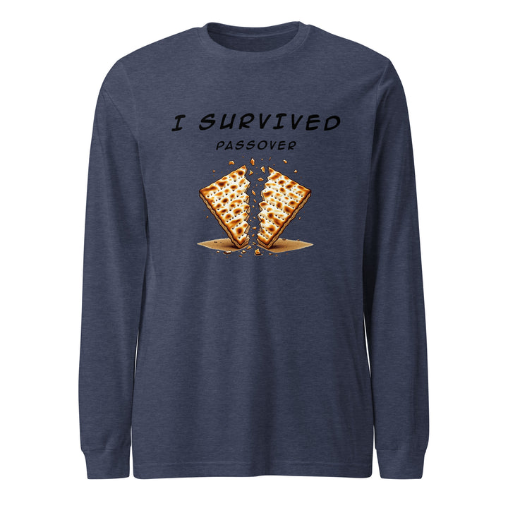 Passover Jewish pride shirt in Heather Navy - front view