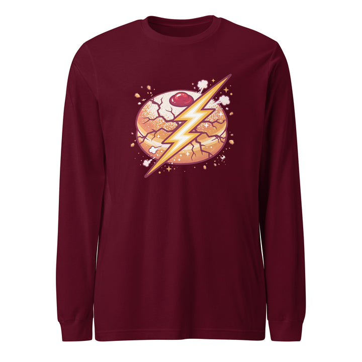 Sufganiyah Lightning Jewish pride shirt in Maroon - close-up