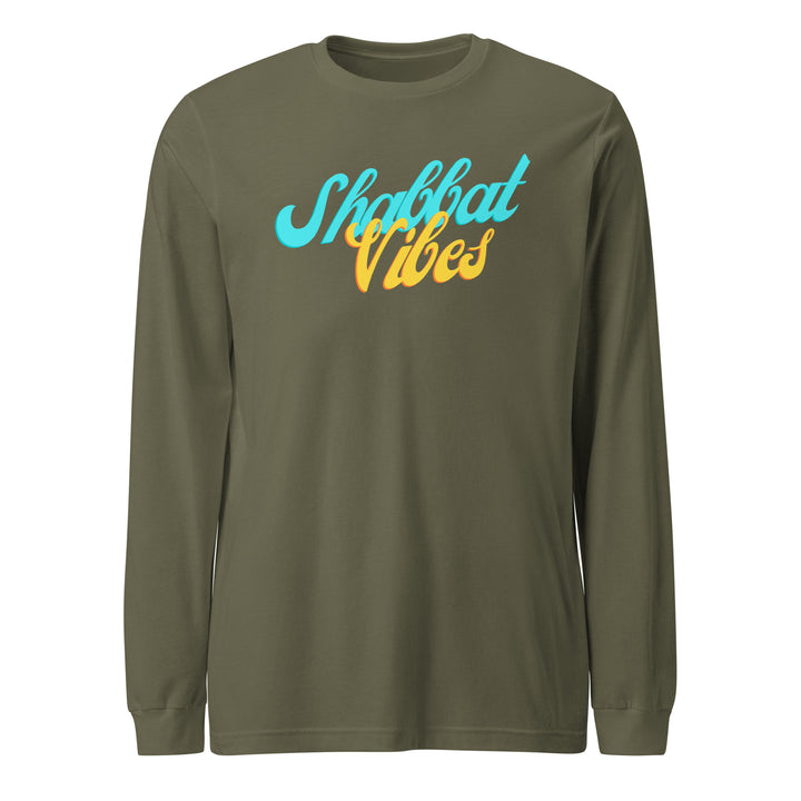 Shabbat Vibes Jewish pride shirt in Military Green - lifestyle shot