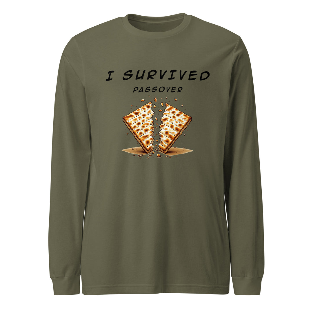 Passover Jewish pride shirt in Military Green - detail view