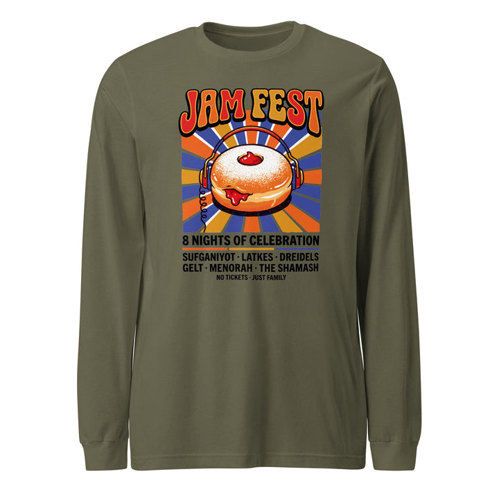Jam Fest 8 Nights Jewish pride shirt in Military Green - back view