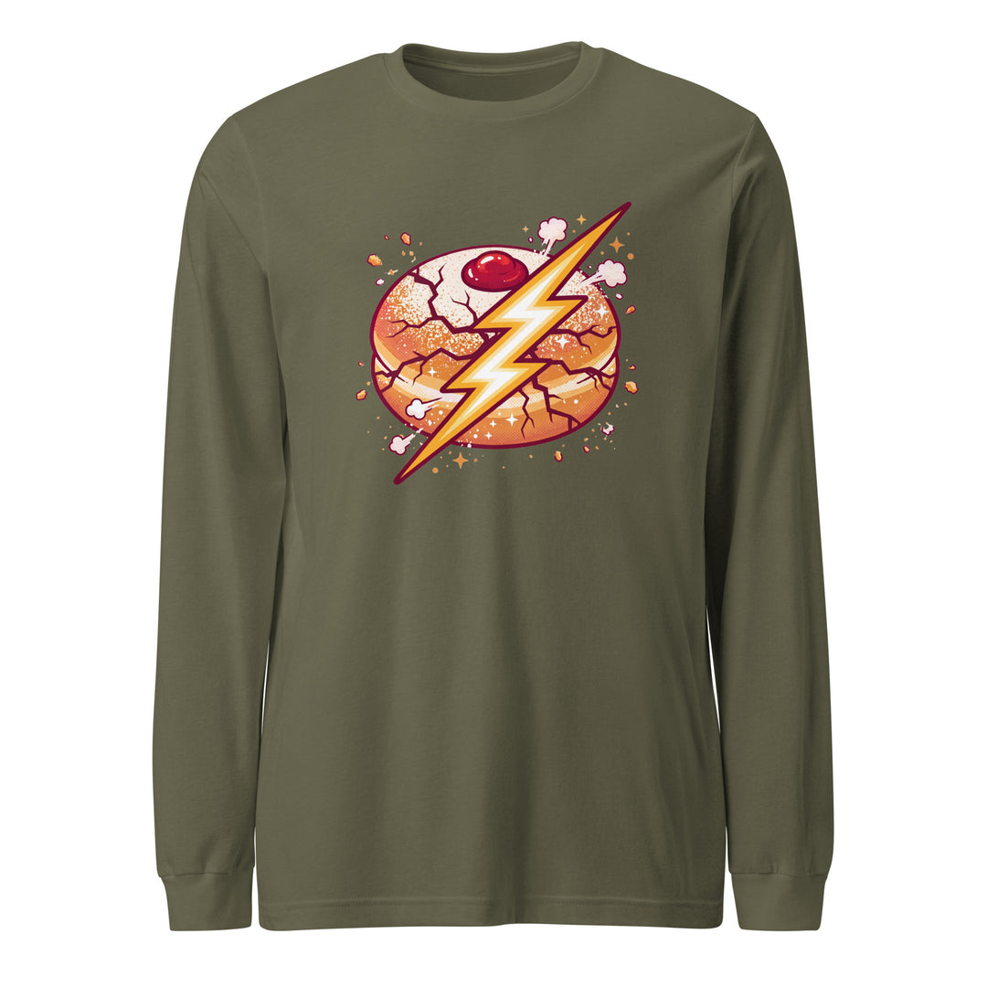 Sufganiyah Lightning Jewish pride shirt in Military Green - side view
