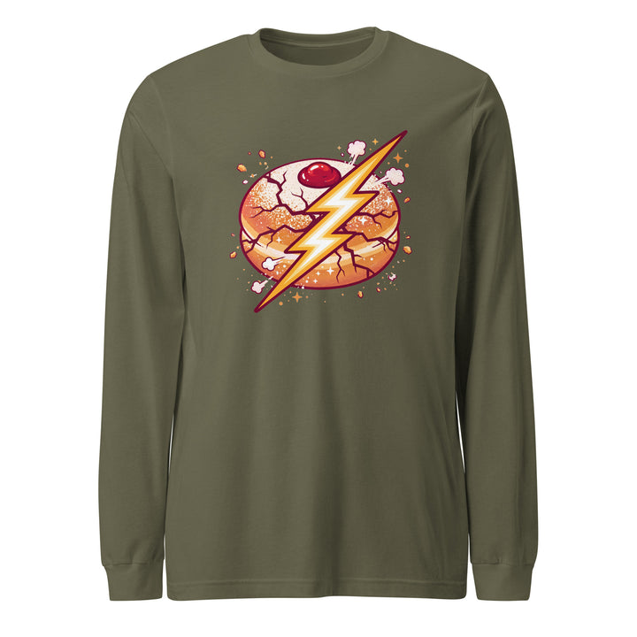 Sufganiyah Lightning Jewish pride shirt in Military Green - side view
