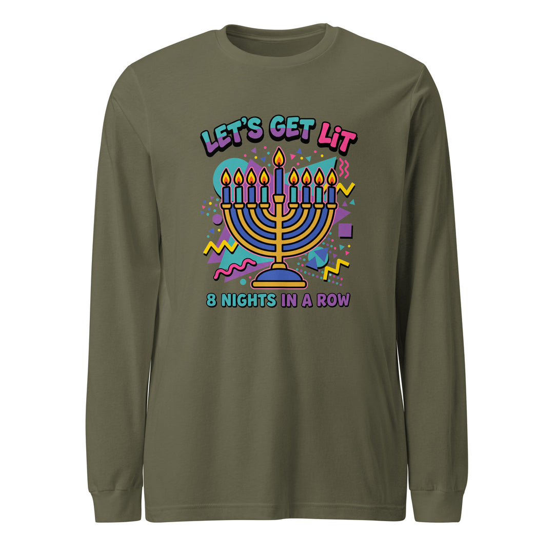 Lets Get Lit 90s Jewish pride shirt in Military Green - lifestyle shot