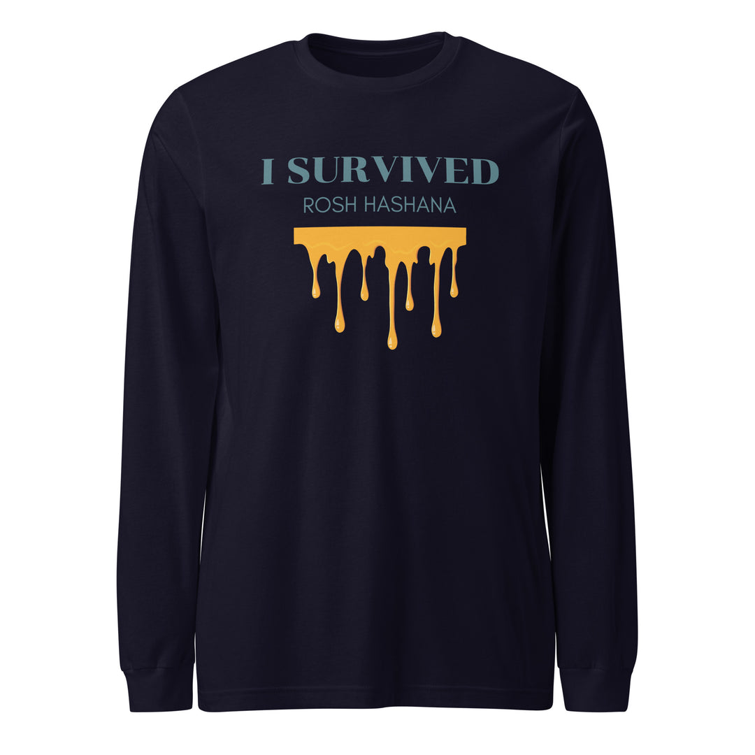 I Survived Rosh HaShana Jewish pride shirt in Navy - close-up