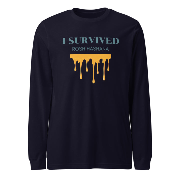 I Survived Rosh HaShana Jewish pride shirt in Navy - close-up