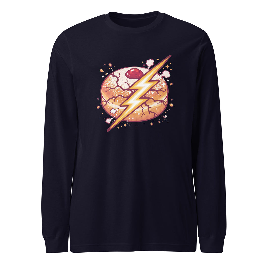 Sufganiyah Lightning Jewish pride shirt in Navy - detail view
