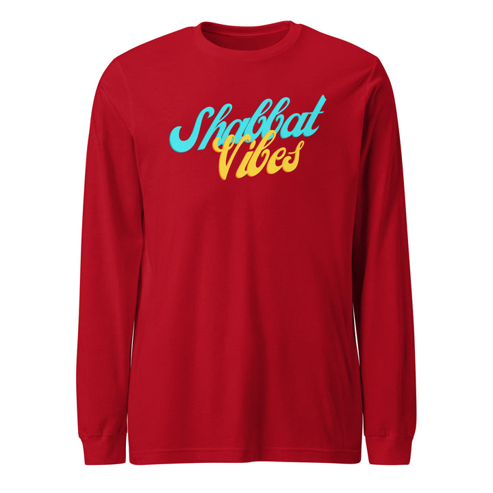 Shabbat Vibes Jewish pride shirt in Red - close-up