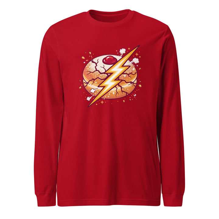 Sufganiyah Lightning Jewish pride shirt in Red - flat lay