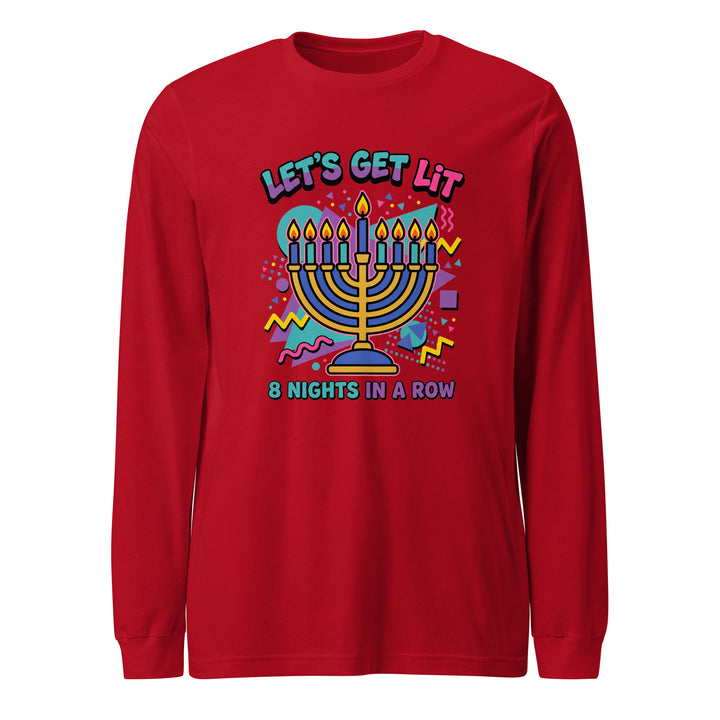 Lets Get Lit 90s Jewish pride shirt in Red - back view