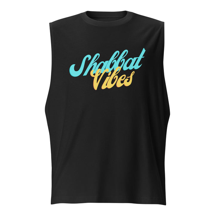 Shabbat Vibes Jewish pride muscle shirt in Black - front view