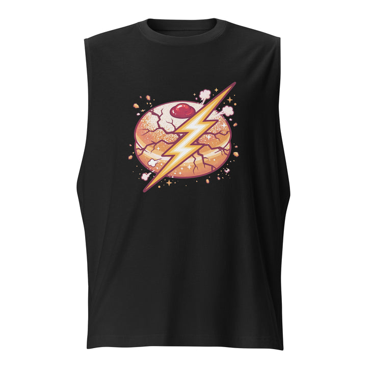 Sufganiyah Lightning Jewish pride muscle shirt in Black - front view