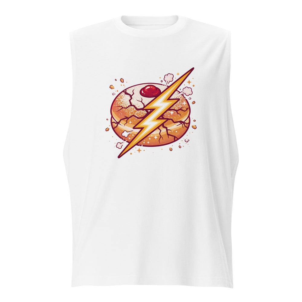 Sufganiyah Lightning Jewish pride muscle shirt in White - back view