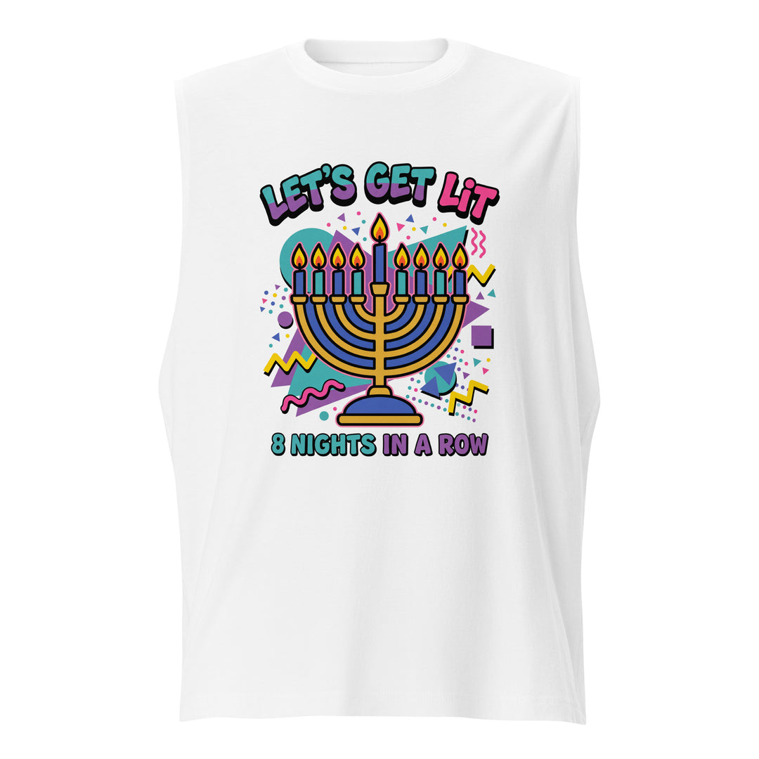 Lets Get Lit 90s Jewish pride muscle shirt - front view