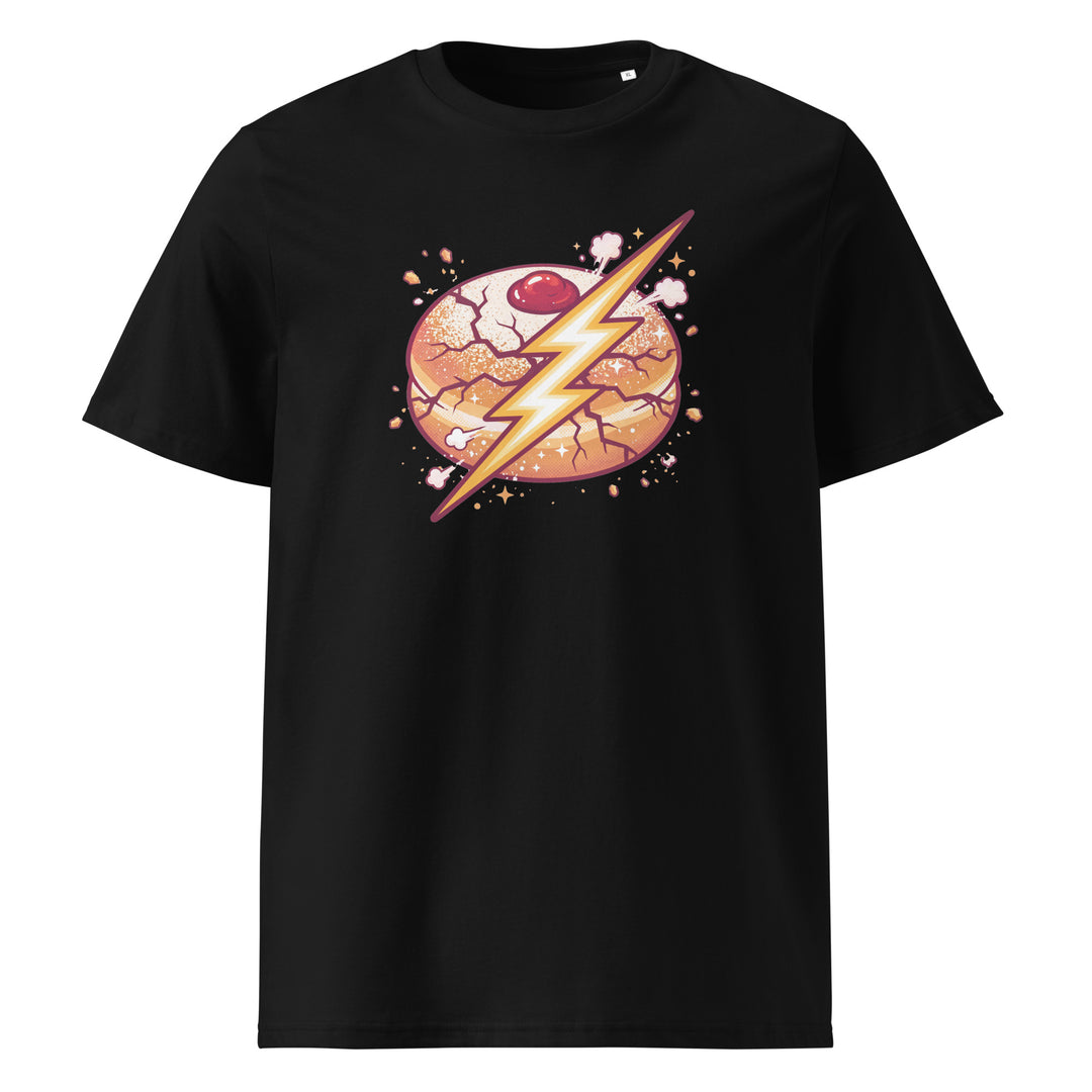 Sufganiyah Lightning Jewish pride t-shirt in Black - back view
