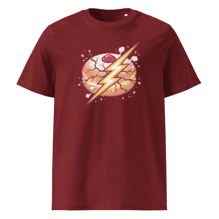 Sufganiyah Lightning Jewish pride t-shirt in Burgundy - detail view