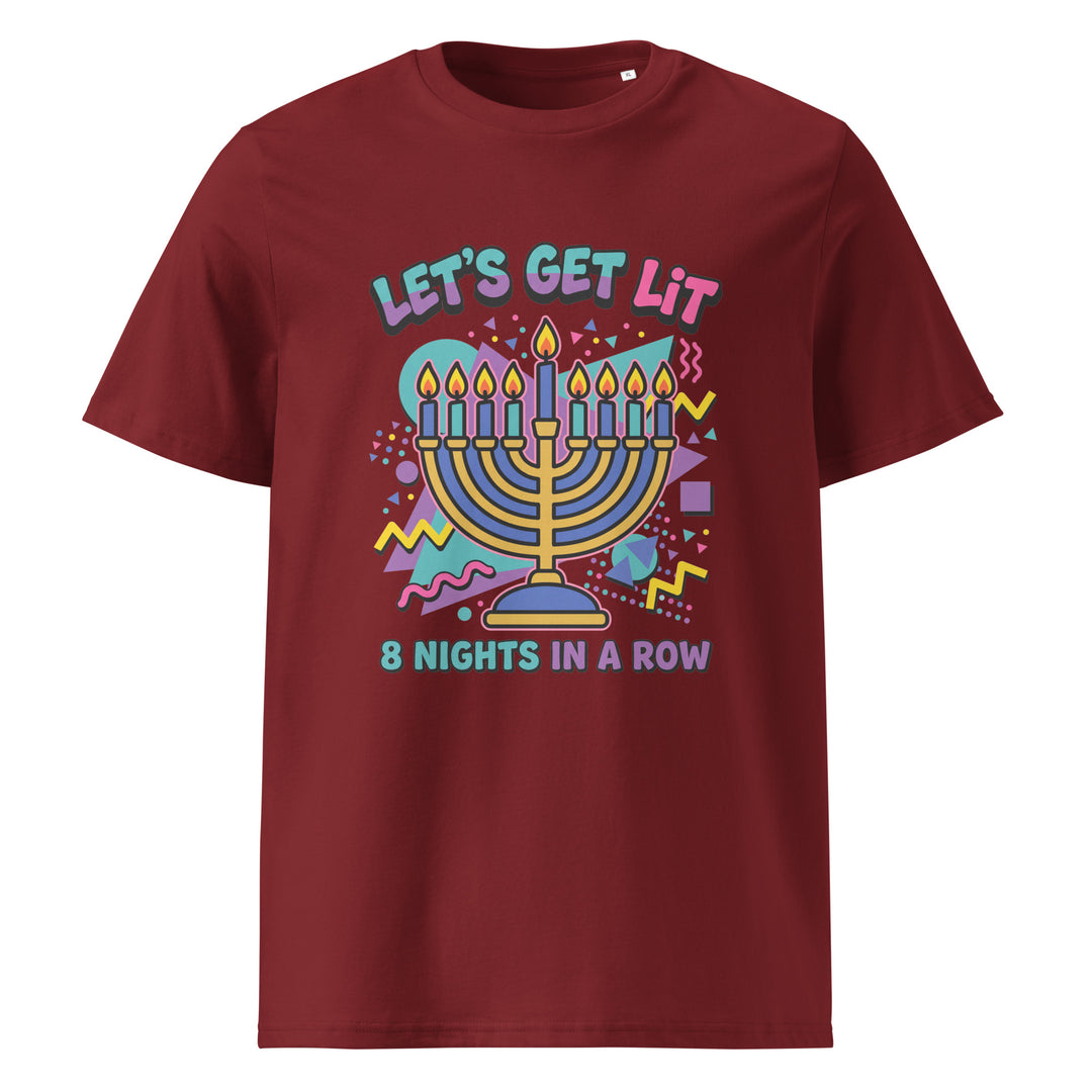 Lets Get Lit 90s Jewish pride t-shirt in Burgundy - back view