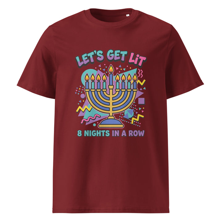 Lets Get Lit 90s Jewish pride t-shirt in Burgundy - back view
