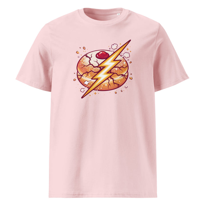 Sufganiyah Lightning Jewish pride t-shirt in Cotton Pink - back view