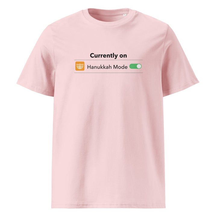 Hanukkah Mode Jewish pride t-shirt in Cotton Pink - front view